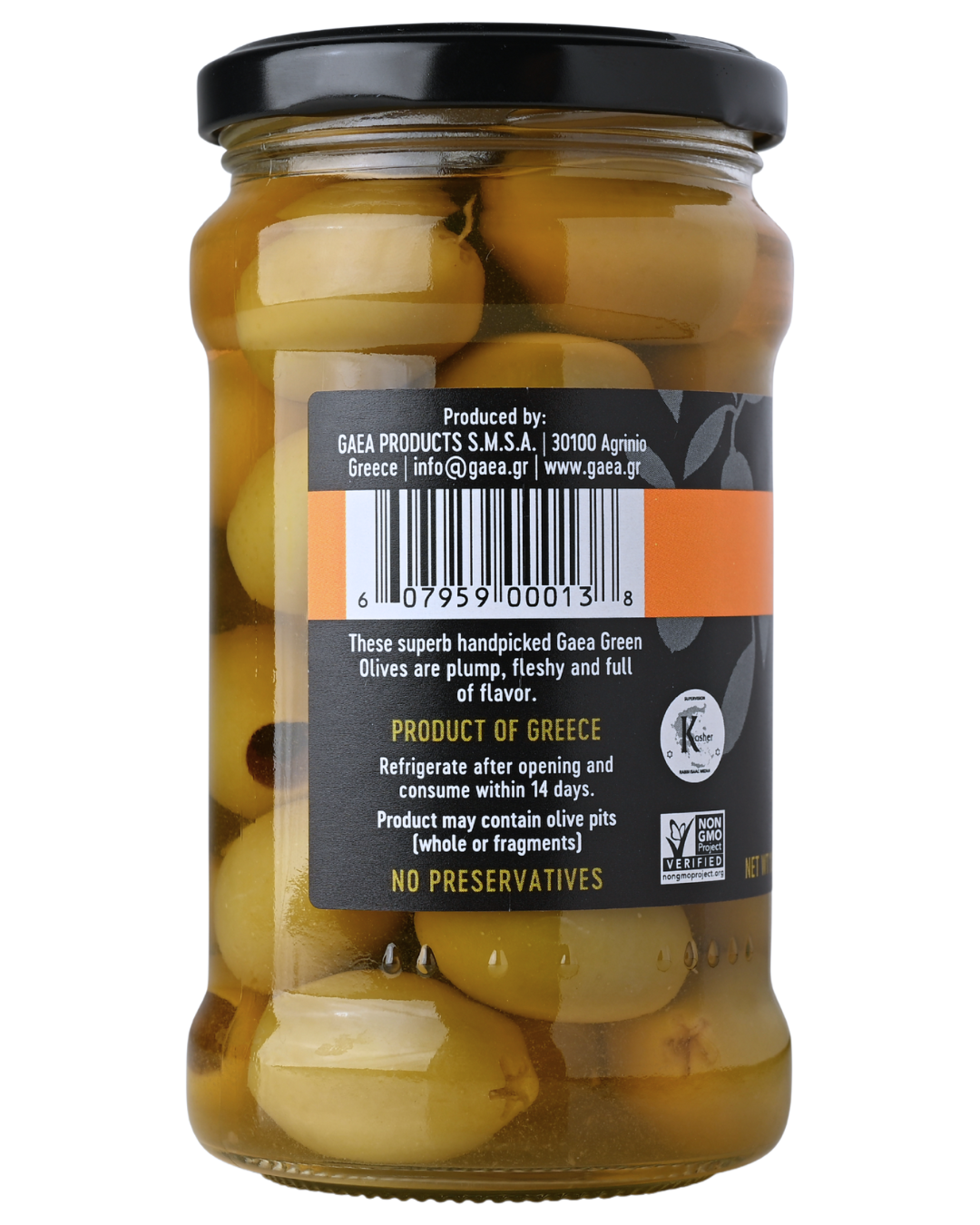 GAEA Pitted Green olives in brine 315ml