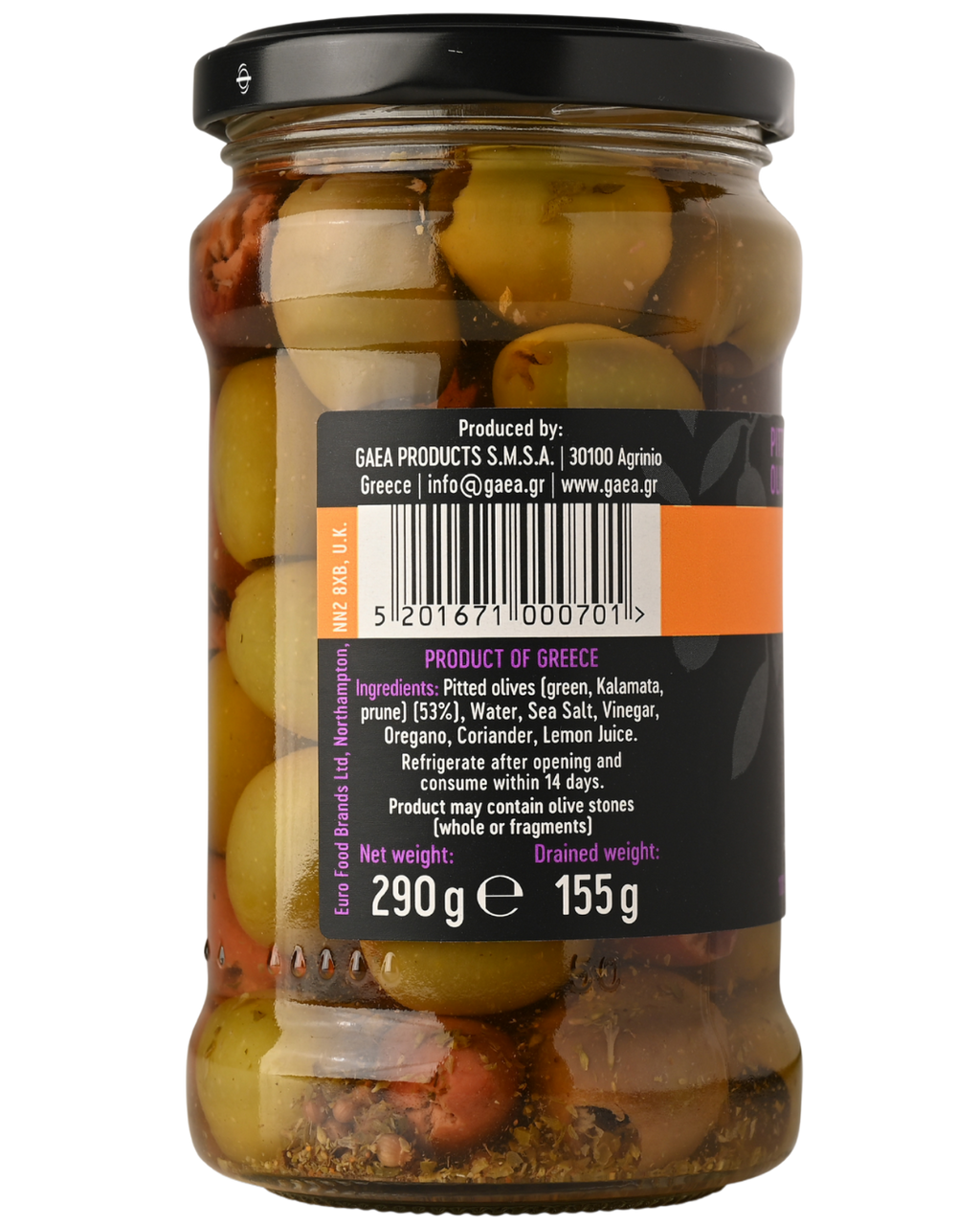 Gaea Pitted Mixed olives in brine 315ml