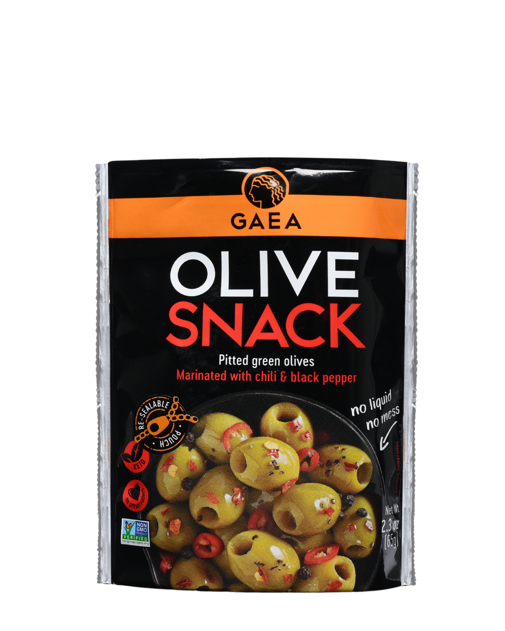 GAEA Green Olives Marinated with Chili & Pepper share pack 65gr