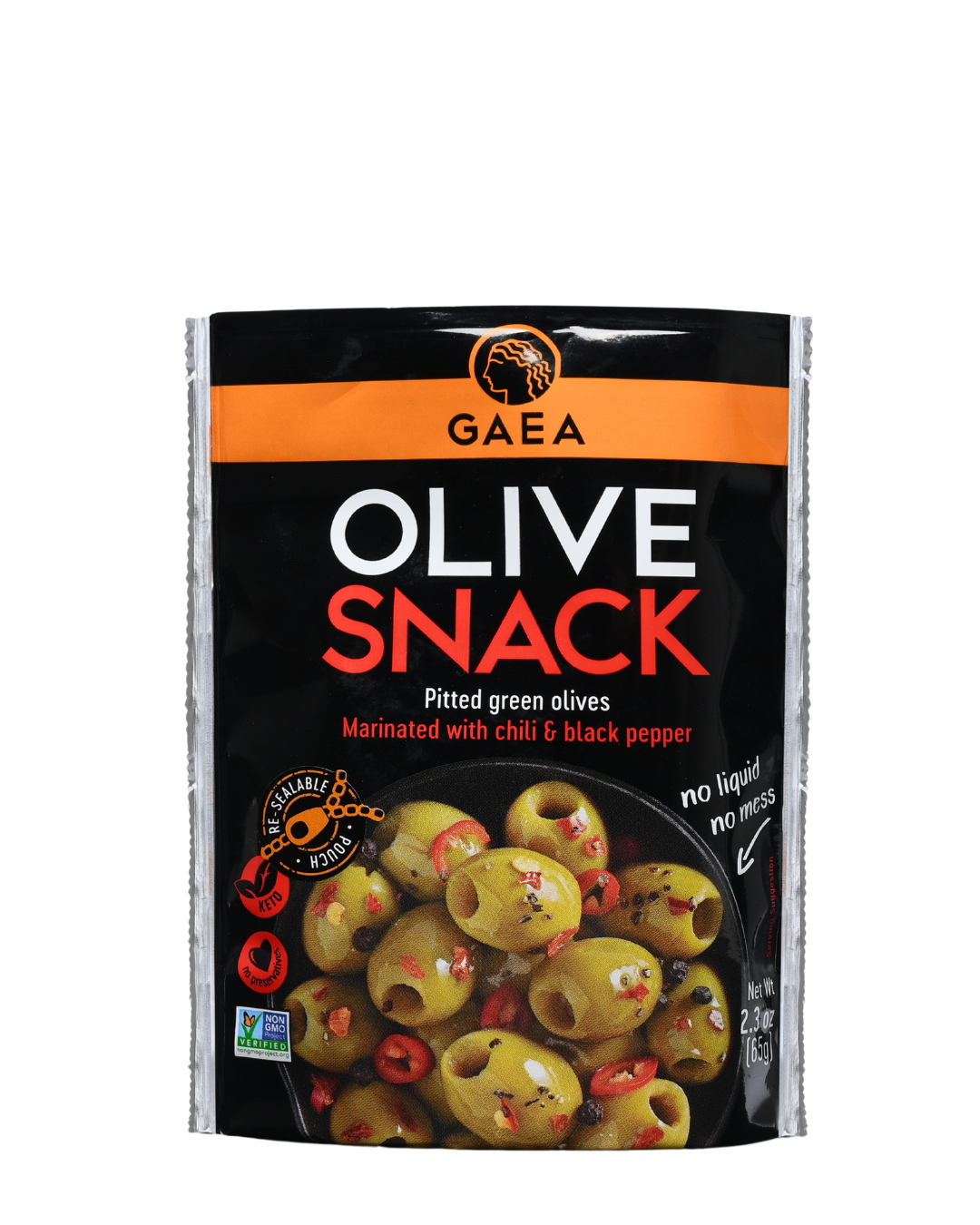 GAEA Green Olives Marinated with Chili & Pepper share pack 65gr